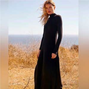 Free People Beach Black Maxi Dress Open Back Maxi Dress, Long Sleeve Dress XS